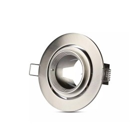 Porta Faretto Led GU10 MR16 Da Incasso Colore Nichel Satinato 90 Gradi Orientabile Rotondo Con Ghiera SKU-3690