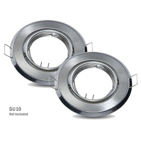 2 PZ Porta Faretti Led GU10 MR16 Rotondo Orientabile Con Molla Colore Nichel Satinato SKU-8939