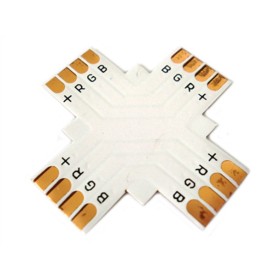 4 PZ Connettore Passo 10mm RGB Forma X Croce per Allungare e Curvare Striscia Led RGB