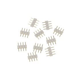 10 PZ Spina Colore Bianco Maschio 4 Pin Per Collegamento Striscia Led RGB Centralina Controller RGB