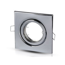 Porta Faretto Led GU10 MR16 Quadrato Con Molla Colore Cromato Orientabile Spotlight Fitting SKU-3474