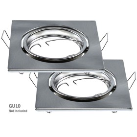 2 PZ Porta Faretti Led GU10 MR16 Quadrato Orientabile Con Molla Colore Nichel Satinato SKU-8942