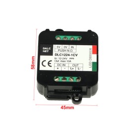Dalcnet Easy Led Fader Dimmer Driver 12V 24V 10A Con Pulsante N.O. Push DLC1224-1CV