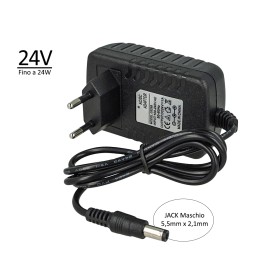 24V Trasformatore Alimentatore 24W 1A Con Spina da Presa Casa Da 220V a DC 24V Colore Nero