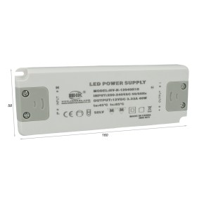 Alimentatore Trasformatore CV 40W 12V 3,33A Super Slim Solo 19mm Spessore