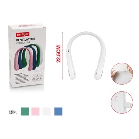 Ventilatore Da Collo Portatile Ricaricabile Batteria 600mAh 3 Velocità Colore Assortito