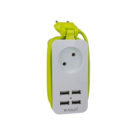 Multipresa Ciabatta Elettrica Caricabatterie 4 Porte USB 5V 2,4A Fast Charge 1 Posto 2P 10A Cavo 1,5 Metri Bianco