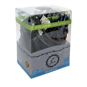 Catena Luminosa di Luci Led IP65 10 Metri Con 100 Led Filo Nero Luce Bianco Freddo Con Connettore Allungabile