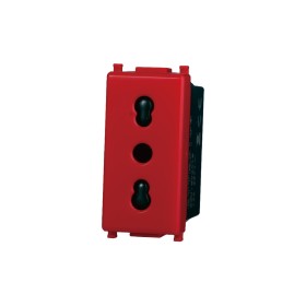 ETTROIT Presa Bipasso Bivalente 2P+T 10/16A Colore ROSSO Compatibile Con Vimar Plana
