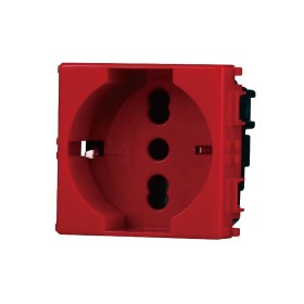 ETTROIT Presa Schuko 2P+T 16A Colore ROSSO Compatibile Con Vimar Plana