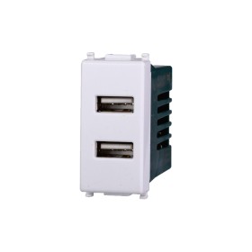 ETTROIT Modulo Presa Caricatore USB 5V 2,1A 2 Porte USB-A Colore BIANCO Compatibile Con Vimar Plana