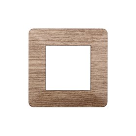 ETTROIT Placca Plastica Serie Starlight 2P Colore Legno Chiaro Compatibile Con Vimar Plana