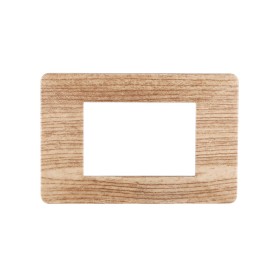 ETTROIT Placca Plastica Serie Starlight 3P Colore Legno Chiaro Compatibile Con Vimar Plana
