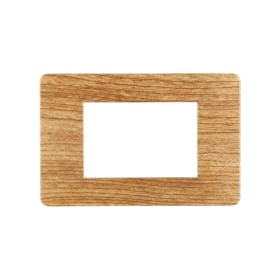 ETTROIT Placca Plastica Serie Starlight 3P Colore Legno Scuro Compatibile Con Vimar Plana