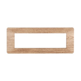 ETTROIT Placca Plastica Serie Starlight 7P Colore Legno Chiaro Compatibile Con Vimar Plana