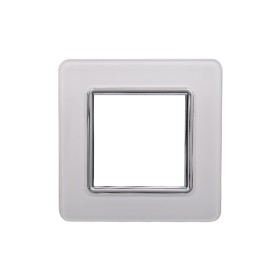 ETTROIT Placca In Vetro Serie Starlight 2P Colore Bianco Compatibile Con Vimar Plana