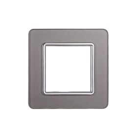 ETTROIT Placca In Vetro Serie Starlight 2P Colore Silver Compatibile Con Vimar Plana