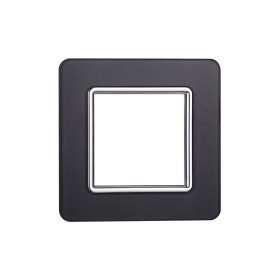 ETTROIT Placca In Vetro Serie Starlight 2P Colore Acciaio Scuro Compatibile Con Vimar Plana