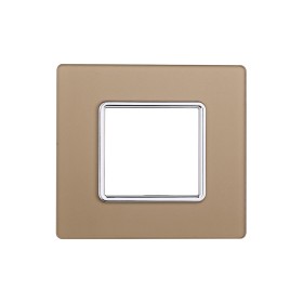 ETTROIT Placca In Vetro Serie Starlight 2P Colore Oro Compatibile Con Vimar Plana