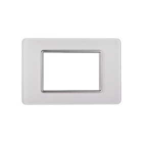 ETTROIT Placca In Vetro Serie Starlight 3P Colore Bianco Compatibile Con Vimar Plana