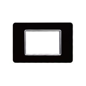 ETTROIT Placca In Vetro Serie Starlight 3P Colore Nero Compatibile Con Vimar Plana