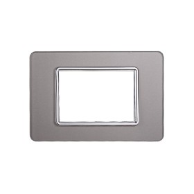 ETTROIT Placca In Vetro Serie Starlight 3P Colore Silver Compatibile Con Vimar Plana