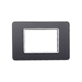 ETTROIT Placca In Vetro Serie Starlight 3P Colore Acciaio Scuro Compatibile Con Vimar Plana
