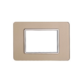 ETTROIT Placca In Vetro Serie Starlight 3P Colore Oro Compatibile Con Vimar Plana