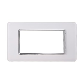 ETTROIT Placca In Vetro Serie Starlight 4P Colore Bianco Compatibile Con Vimar Plana