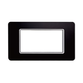ETTROIT Placca In Vetro Serie Starlight 4P Colore Nero Compatibile Con Vimar Plana