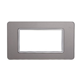 ETTROIT Placca In Vetro Serie Starlight 4P Colore Silver Compatibile Con Vimar Plana