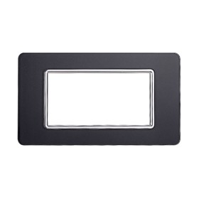 ETTROIT Placca In Vetro Serie Starlight 4P Colore Acciaio Scuro Compatibile Con Vimar Plana