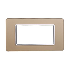 ETTROIT Placca In Vetro Serie Starlight 4P Colore Oro Compatibile Con Vimar Plana