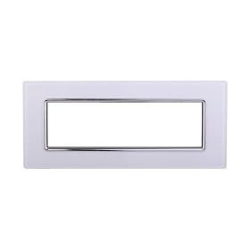 ETTROIT Placca In Vetro Serie Starlight 7P Colore Bianco Compatibile Con Vimar Plana