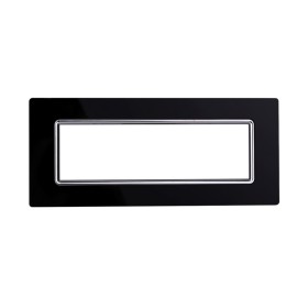 ETTROIT Placca In Vetro Serie Starlight 7P Colore Nero Compatibile Con Vimar Plana