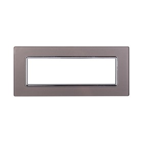ETTROIT Placca In Vetro Serie Starlight 7P Colore Silver Compatibile Con Vimar Plana
