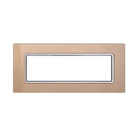 ETTROIT Placca In Vetro Serie Starlight 7P Colore Oro Compatibile Con Vimar Plana