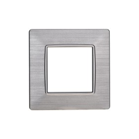 ETTROIT Placca Plastica Serie Starlight 2P Colore Silver Satinato Compatibile Con Vimar Plana