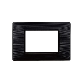 ETTROIT Placca Plastica Serie Starlight 3P Colore Nero Satinato Compatibile Con Vimar Plana