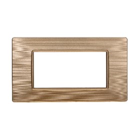 ETTROIT Placca Plastica Serie Starlight 4P Colore Oro Satinato Compatibile Con Vimar Plana