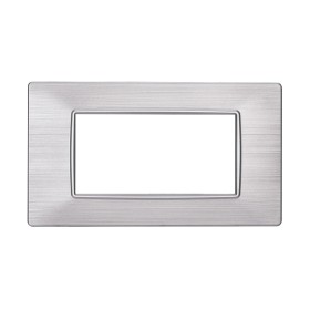 ETTROIT Placca Plastica Serie Starlight 4P Colore Silver Satinato Compatibile Con Vimar Plana