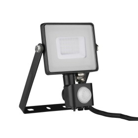 Faro Led Flood Light Slim 30W IP65 Neutro 4000K Carcassa Nera con Sensore PIR di Movimento e Crepuscolare Chip Samsung SKU-461