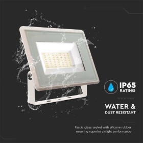 Faro Led Flood Light 50W 4300lm IP65 Slim 180x150x27mm Carcassa Bianca Luce 6400K SKU-6754