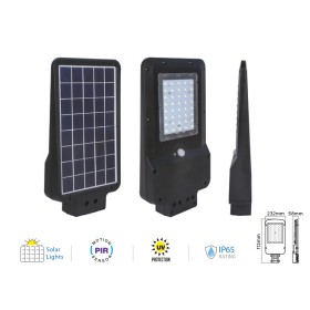 Lampione Stradale Led 15W Con Pannello Solare e Sensore Movimento 6400K Street Lamp Per Strada Giardino Villa SKU-8548