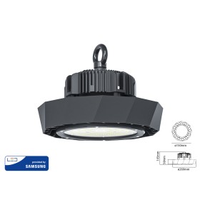 Faro Led Campana Industriale UFO 100W 4000k 90 Gradi 120LM/W IP65 Dimmerabile 1-10V Chip Smd Samsung Garanzia 5 Anni SKU-583