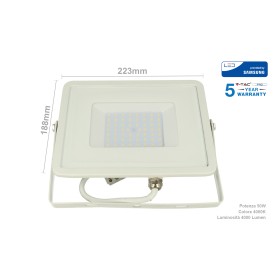 Faro Led Flood Light 50W IP65 Bianco Neutro Super Slim 28mm Carcassa Bianca Samsung Garanzia 5 Anni SKU-21410