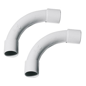 2 PZ Raccordo Tubo a Tubo Curva Semplice 90° Per Tubo Rigido Diametro 16mm IP40 Made In Italy
