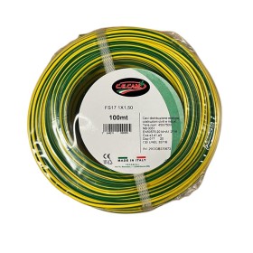 100mt Cavo Elettrico FS17 450/750V Unipolare 1X1.5mm Colore Giallo Verde Made In Italy