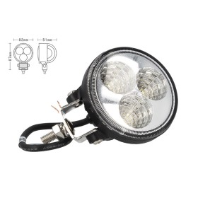 Fanale Rotondo Luci Diurne A Led Work Light Faro Da Lavoro 12V 24V 9W (3X3W) IP67 Bianco