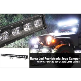 Barra Led Fuoristrada Work Light Bar 168W 137cm 12V-48V 24X7W Lente Combo